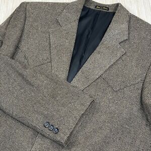 Vintage Circle S Western Tweed Blazer Brown Black Micro Pattern Two Button 42R